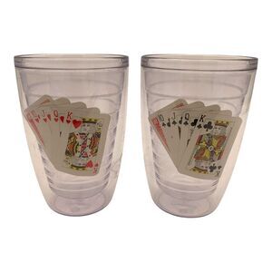 retro connoisserve insulated pair of cups - playing cards hearts & clubs 419-16